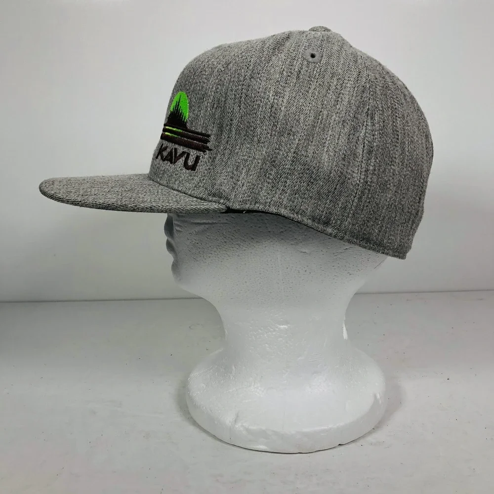 KAVU‎ Cap Hat Gray Brown Green 210 Fitted Flex Fit 6 7/8 - 7 1/4 Fast Shipping